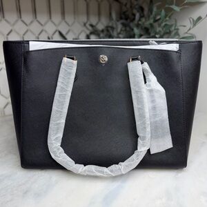 Tory Burch Robinson Large Saffiano Tote | Black | NWT | Dust Bag